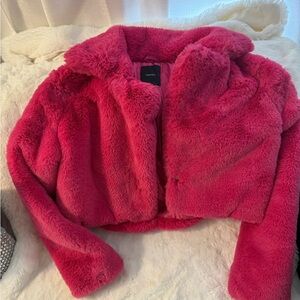 Forever 21 Vibrant Pink Faux Fur Coat